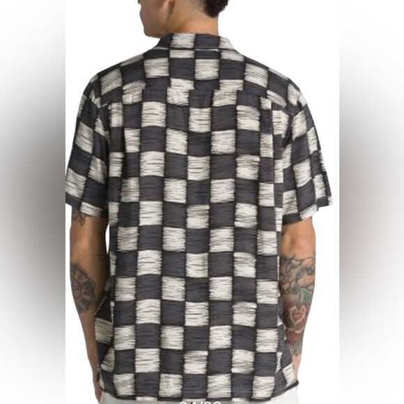 VANS MENS SHIRT‎ SIZE S MOORE WOVEN ASPHALT/ANTIQUE WHITE classic fit grunge NEW - Picture 9 of 14